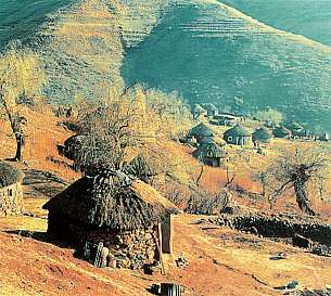 Traditionelle Hütten der Sotho